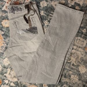 NWT Arizona Stylish Gray Jeans with Sequin Detail